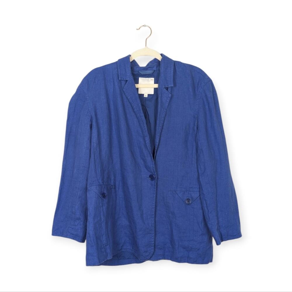 Madewell Blue Double-Breasted Crossover 100% Linen Blazer Size S